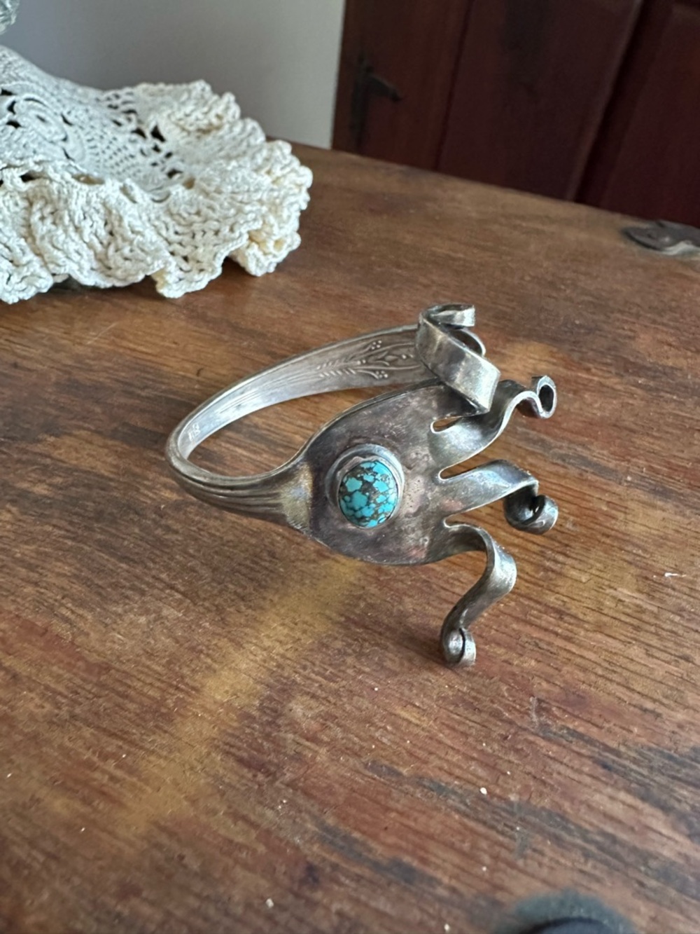 Turquoise Accent Silver-Tone Women's Cuff Bracelet